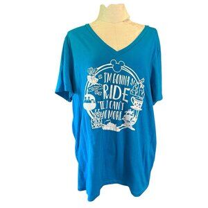 Kavio! Castle Rides T Shirt Blue Magic Kingdom Plus 2X V-Neck Disney World Trip